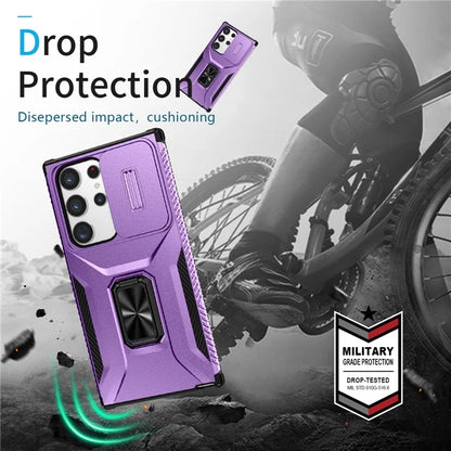 For Samsung Galaxy S23 Ultra Case Camshield Kickstand TPU+PC Anti-Slip Phone Cover