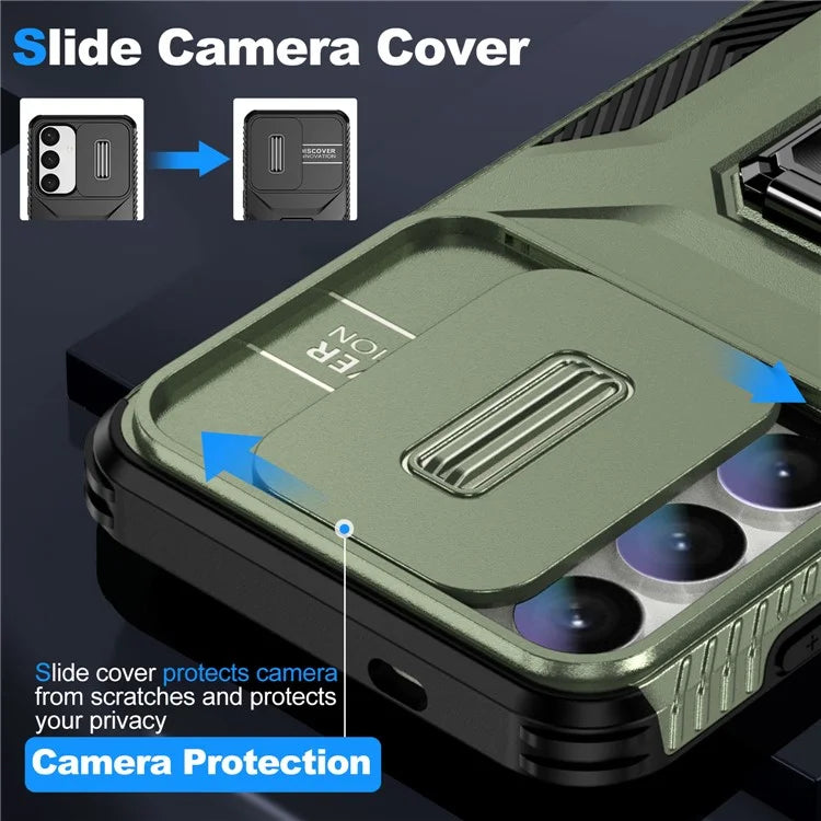 For Samsung Galaxy S24+ Case Camshield Kickstand TPU+PC Anti-Slip Phone Cover