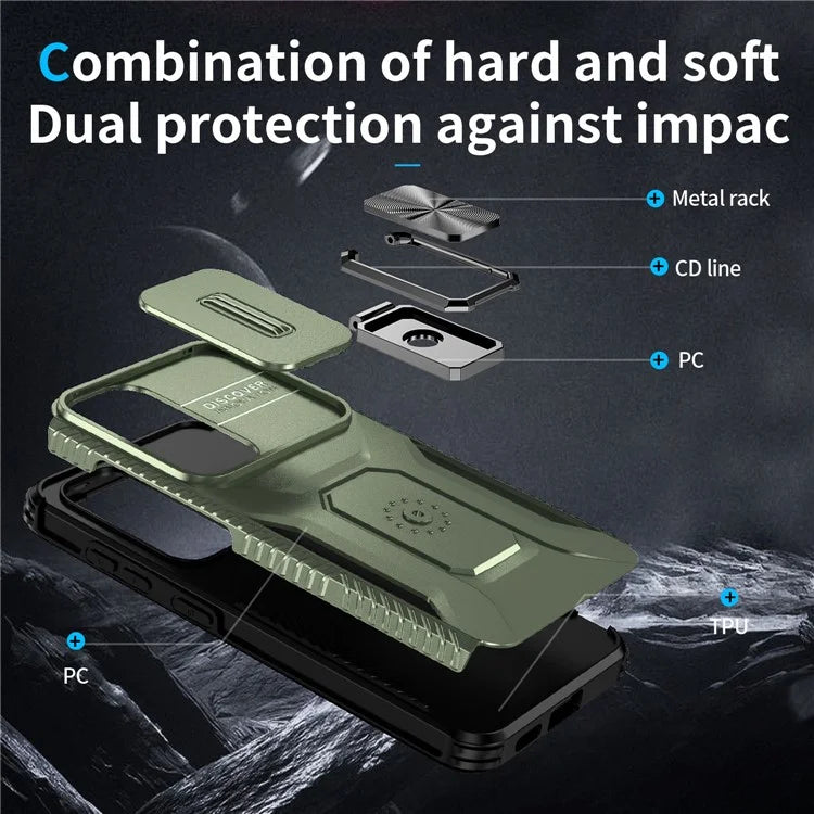 For Samsung Galaxy S24+ Case Camshield Kickstand TPU+PC Anti-Slip Phone Cover