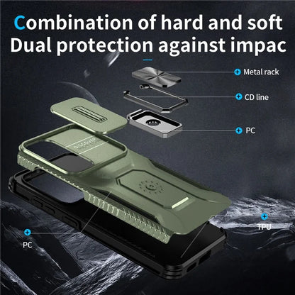 For Samsung Galaxy S24+ Case Camshield Kickstand TPU+PC Anti-Slip Phone Cover