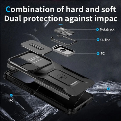 For Samsung Galaxy S24+ Case Camshield Kickstand TPU+PC Anti-Slip Phone Cover