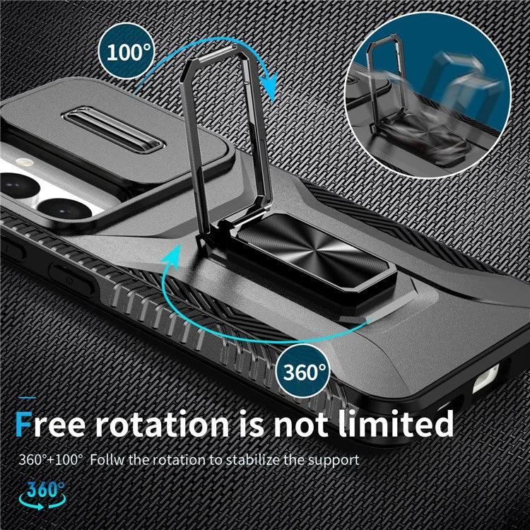 For Samsung Galaxy S24+ Case Camshield Kickstand TPU+PC Anti-Slip Phone Cover