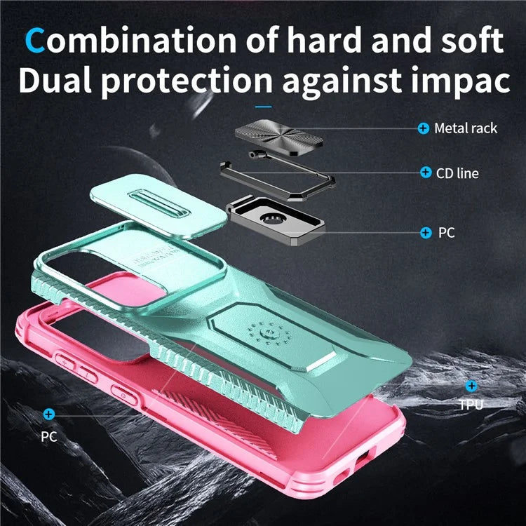 For Samsung Galaxy S24+ Case Camshield Kickstand TPU+PC Anti-Slip Phone Cover