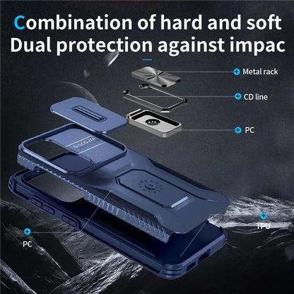 For Samsung Galaxy S24+ Case Camshield Kickstand TPU+PC Anti-Slip Phone Cover