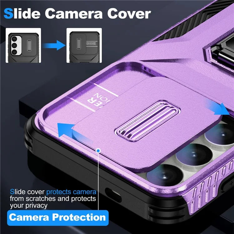 For Samsung Galaxy S24+ Case Camshield Kickstand TPU+PC Anti-Slip Phone Cover