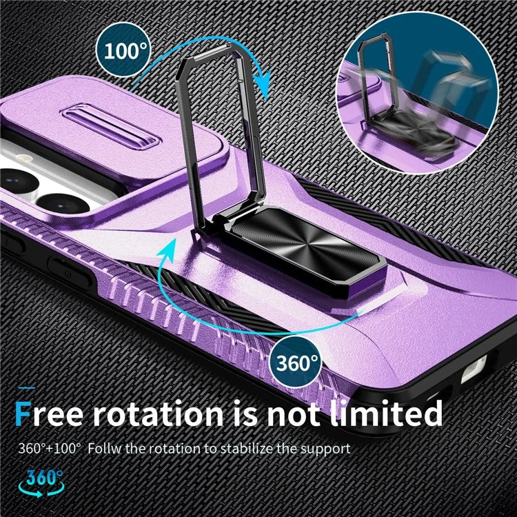 For Samsung Galaxy S24+ Case Camshield Kickstand TPU+PC Anti-Slip Phone Cover