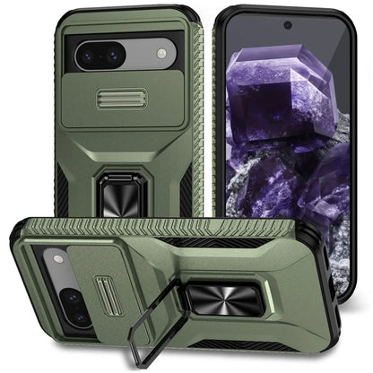 For Google Pixel 8a Case Camshield Kickstand TPU+PC Anti-Slip Phone Cover