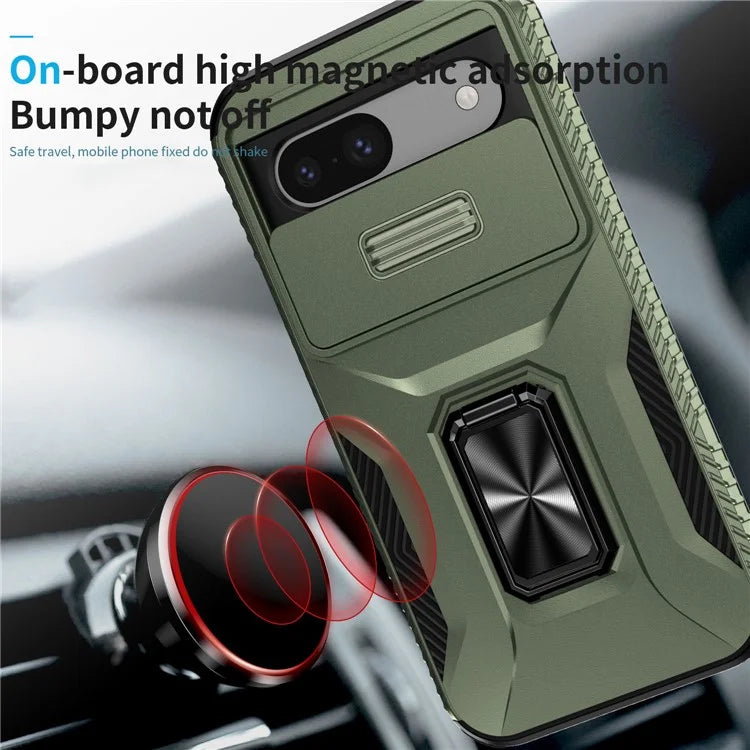 For Google Pixel 8a Case Camshield Kickstand TPU+PC Anti-Slip Phone Cover