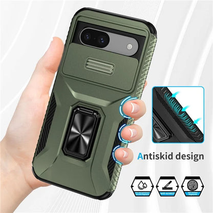 For Google Pixel 8a Case Camshield Kickstand TPU+PC Anti-Slip Phone Cover