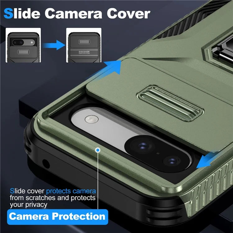 For Google Pixel 8a Case Camshield Kickstand TPU+PC Anti-Slip Phone Cover