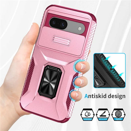 For Google Pixel 8a Case Camshield Kickstand TPU+PC Anti-Slip Phone Cover
