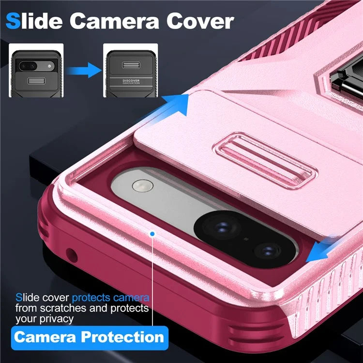 For Google Pixel 8a Case Camshield Kickstand TPU+PC Anti-Slip Phone Cover