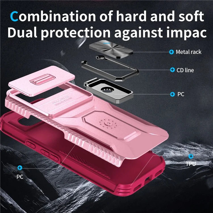 For Google Pixel 8a Case Camshield Kickstand TPU+PC Anti-Slip Phone Cover