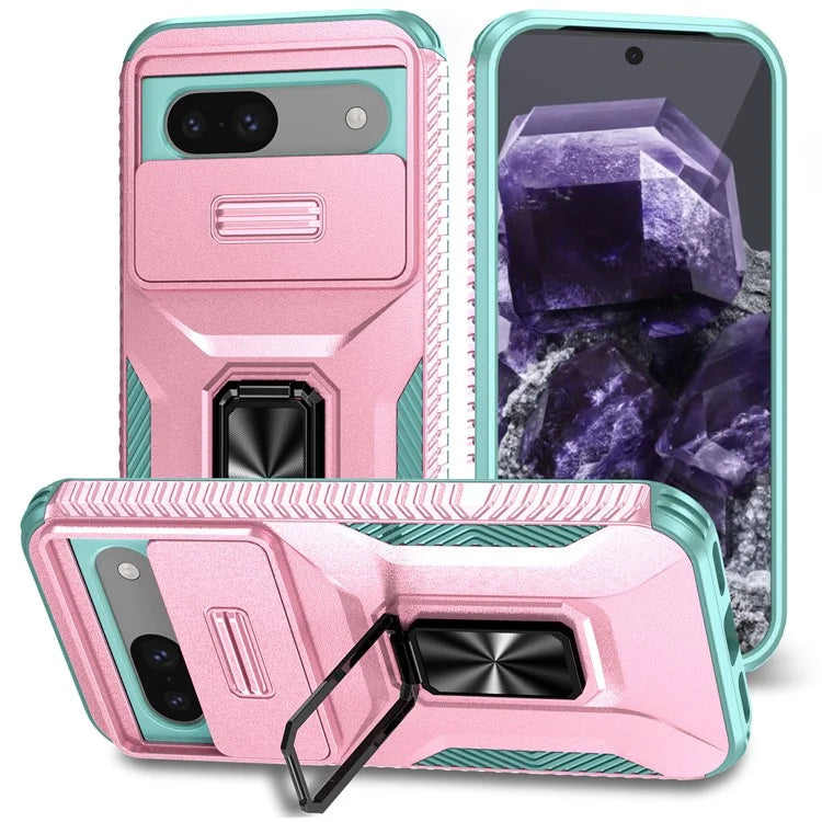 For Google Pixel 8a Case Camshield Kickstand TPU+PC Anti-Slip Phone Cover