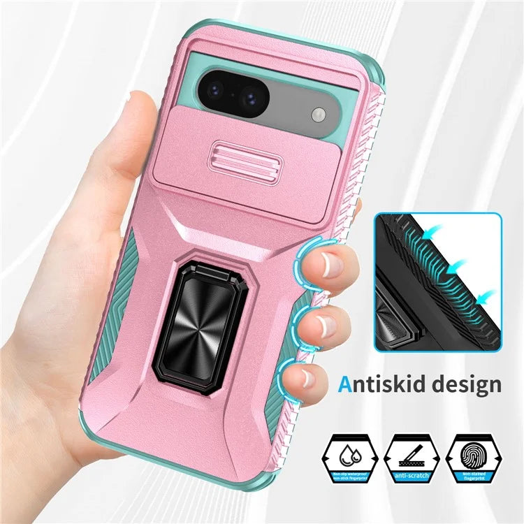For Google Pixel 8a Case Camshield Kickstand TPU+PC Anti-Slip Phone Cover