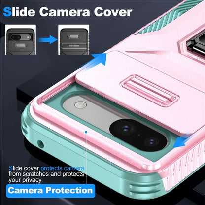 For Google Pixel 8a Case Camshield Kickstand TPU+PC Anti-Slip Phone Cover