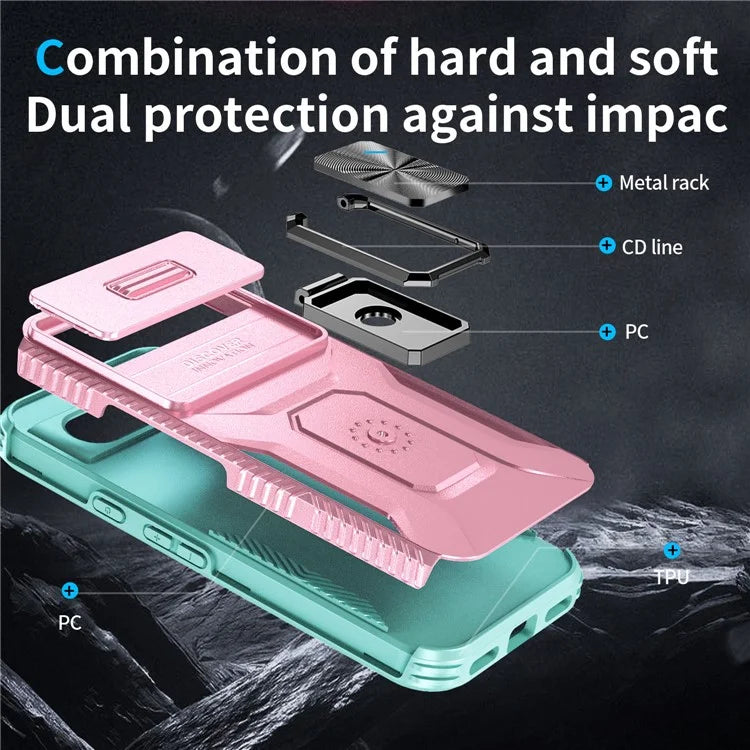 For Google Pixel 8a Case Camshield Kickstand TPU+PC Anti-Slip Phone Cover