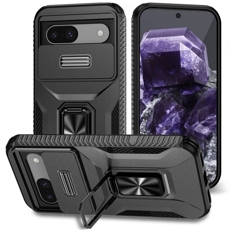 For Google Pixel 8a Case Camshield Kickstand TPU+PC Anti-Slip Phone Cover