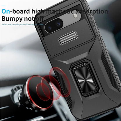 For Google Pixel 8a Case Camshield Kickstand TPU+PC Anti-Slip Phone Cover