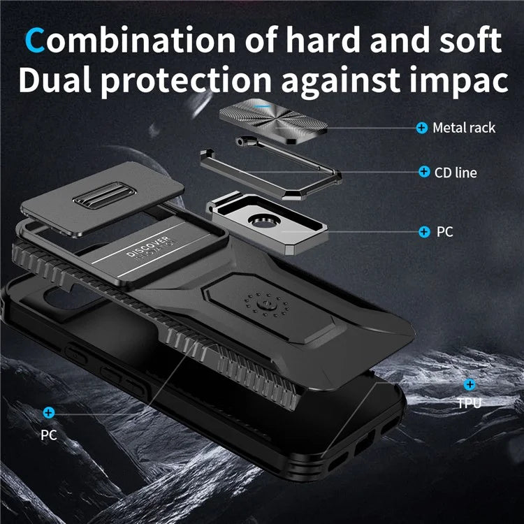 For Google Pixel 8a Case Camshield Kickstand TPU+PC Anti-Slip Phone Cover