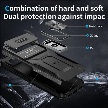 For Google Pixel 8a Case Camshield Kickstand TPU+PC Anti-Slip Phone Cover