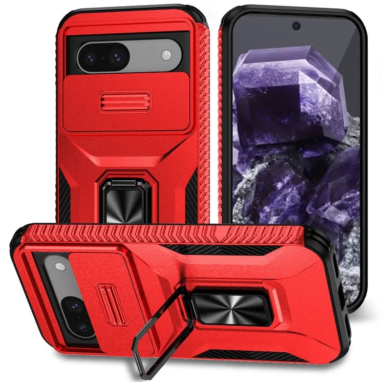 For Google Pixel 8a Case Camshield Kickstand TPU+PC Anti-Slip Phone Cover