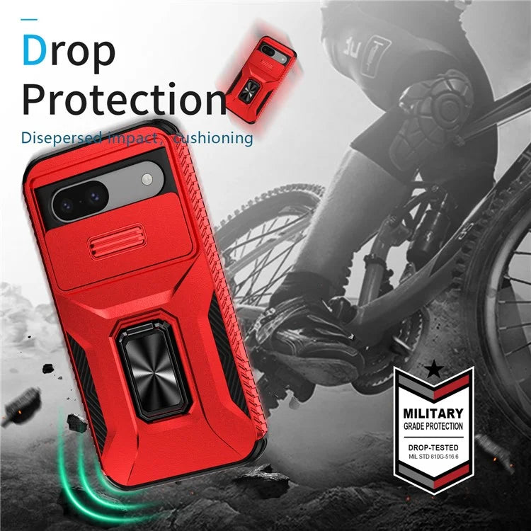 For Google Pixel 8a Case Camshield Kickstand TPU+PC Anti-Slip Phone Cover