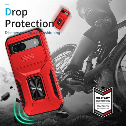 For Google Pixel 8a Case Camshield Kickstand TPU+PC Anti-Slip Phone Cover
