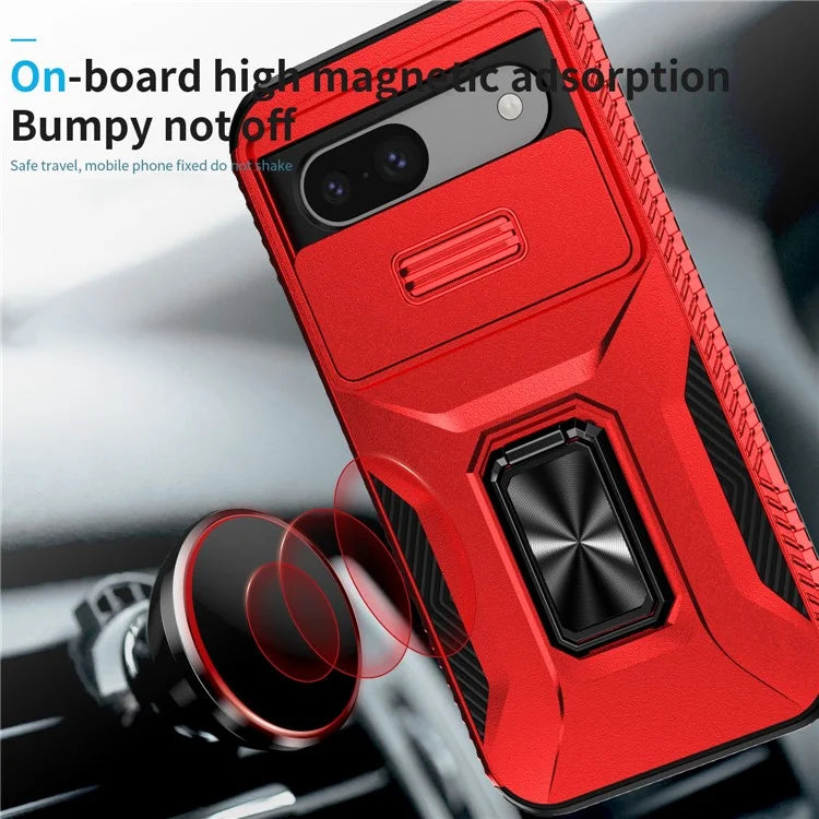 For Google Pixel 8a Case Camshield Kickstand TPU+PC Anti-Slip Phone Cover