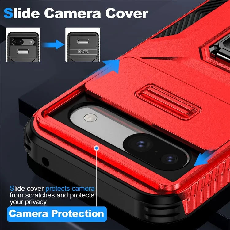 For Google Pixel 8a Case Camshield Kickstand TPU+PC Anti-Slip Phone Cover