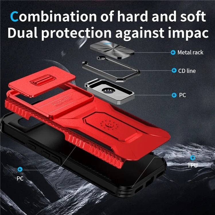 For Google Pixel 8a Case Camshield Kickstand TPU+PC Anti-Slip Phone Cover