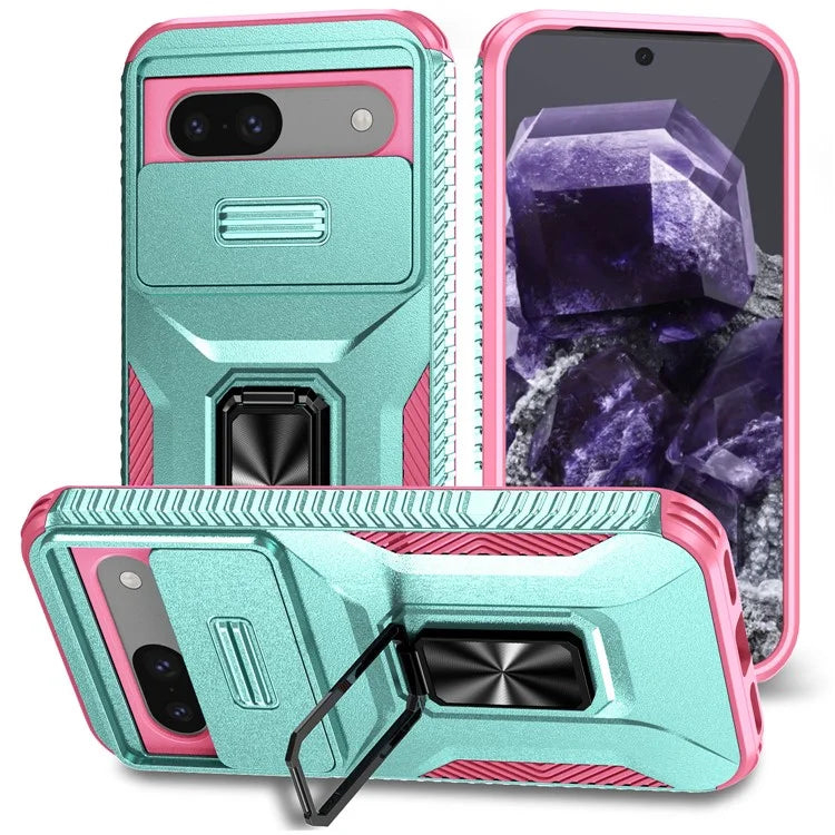 For Google Pixel 8a Case Camshield Kickstand TPU+PC Anti-Slip Phone Cover