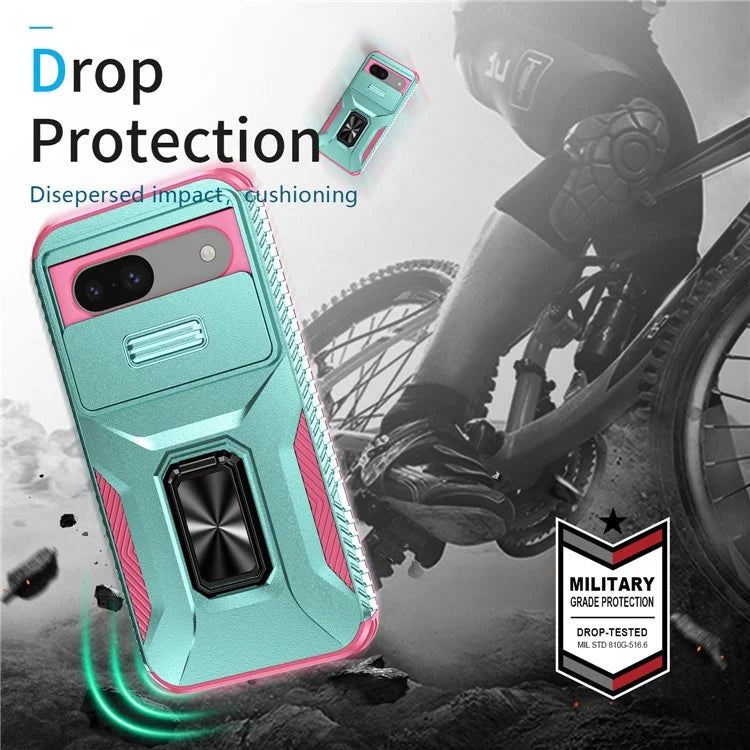 For Google Pixel 8a Case Camshield Kickstand TPU+PC Anti-Slip Phone Cover