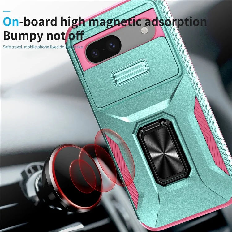 For Google Pixel 8a Case Camshield Kickstand TPU+PC Anti-Slip Phone Cover