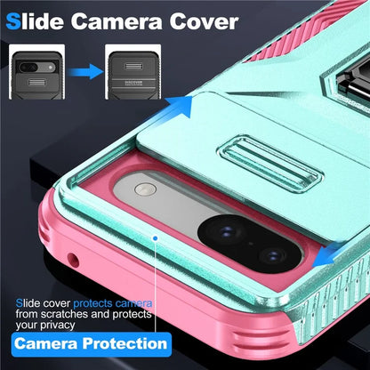 For Google Pixel 8a Case Camshield Kickstand TPU+PC Anti-Slip Phone Cover