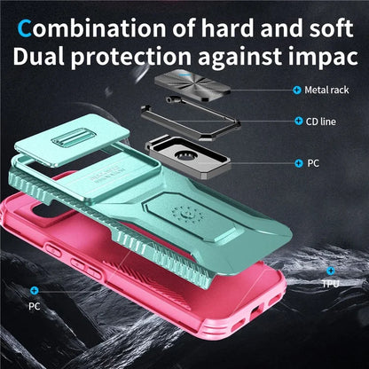 For Google Pixel 8a Case Camshield Kickstand TPU+PC Anti-Slip Phone Cover