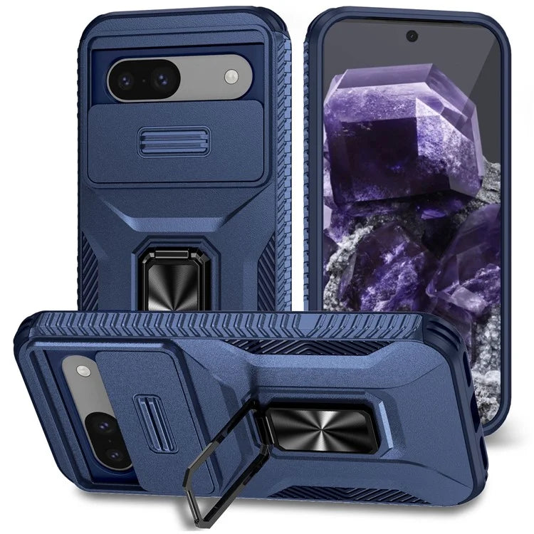For Google Pixel 8a Case Camshield Kickstand TPU+PC Anti-Slip Phone Cover