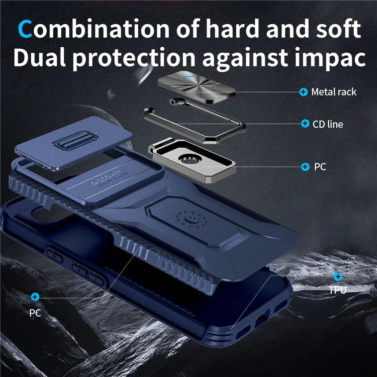 For Google Pixel 8a Case Camshield Kickstand TPU+PC Anti-Slip Phone Cover