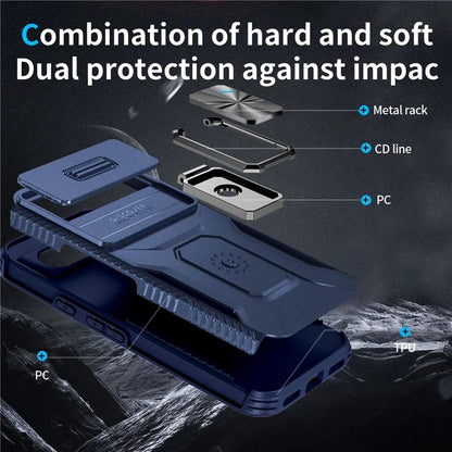 For Google Pixel 8a Case Camshield Kickstand TPU+PC Anti-Slip Phone Cover