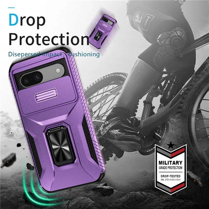 For Google Pixel 8a Case Camshield Kickstand TPU+PC Anti-Slip Phone Cover