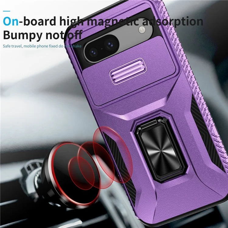 For Google Pixel 8a Case Camshield Kickstand TPU+PC Anti-Slip Phone Cover