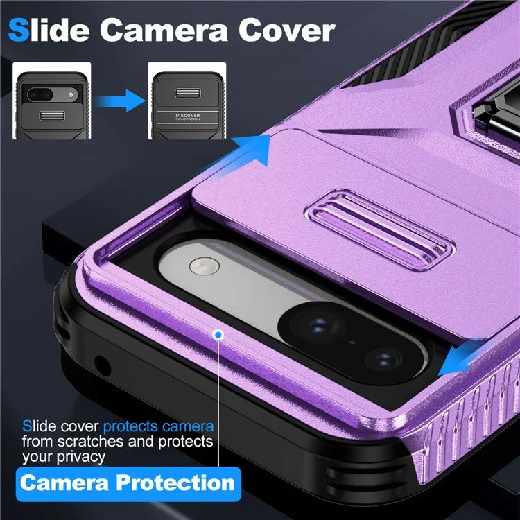 For Google Pixel 8a Case Camshield Kickstand TPU+PC Anti-Slip Phone Cover