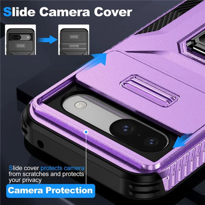 For Google Pixel 8a Case Camshield Kickstand TPU+PC Anti-Slip Phone Cover