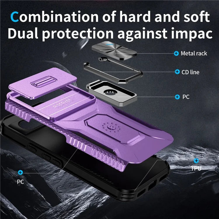 For Google Pixel 8a Case Camshield Kickstand TPU+PC Anti-Slip Phone Cover