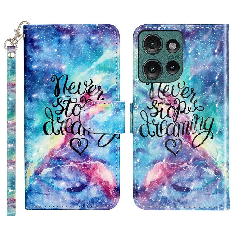 For Motorola Edge 50 5G Case 3D Pattern Printed Phone Leather Phone Cover