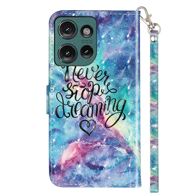 For Motorola Edge 50 5G Case 3D Pattern Printed Phone Leather Phone Cover