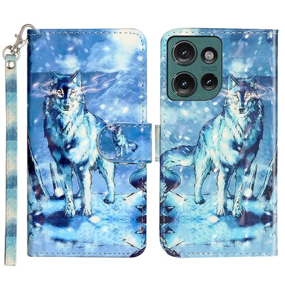 For Motorola Edge 50 5G Case 3D Pattern Printed Phone Leather Phone Cover
