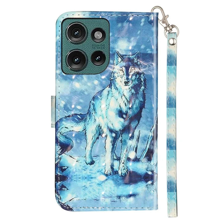 For Motorola Edge 50 5G Case 3D Pattern Printed Phone Leather Phone Cover
