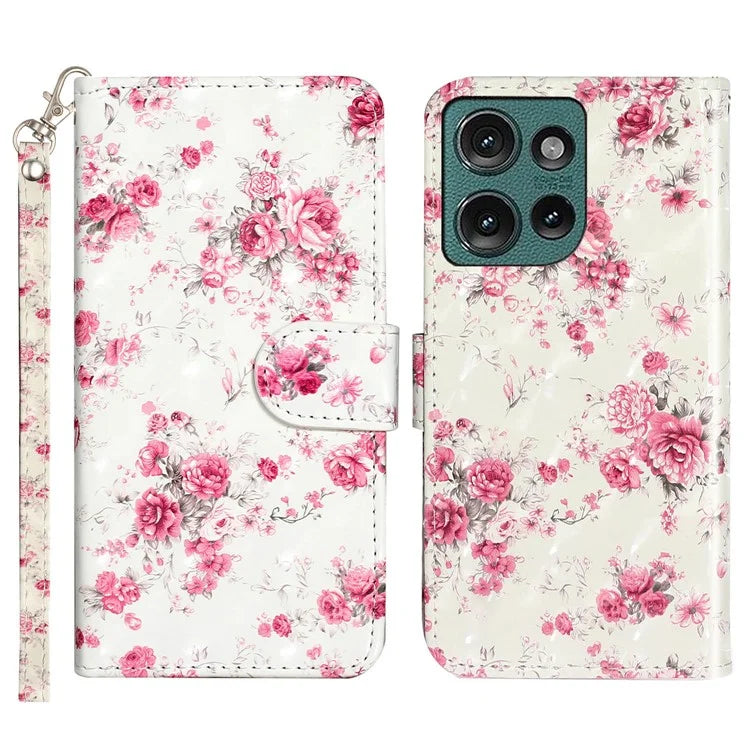 For Motorola Edge 50 5G Case 3D Pattern Printed Phone Leather Phone Cover