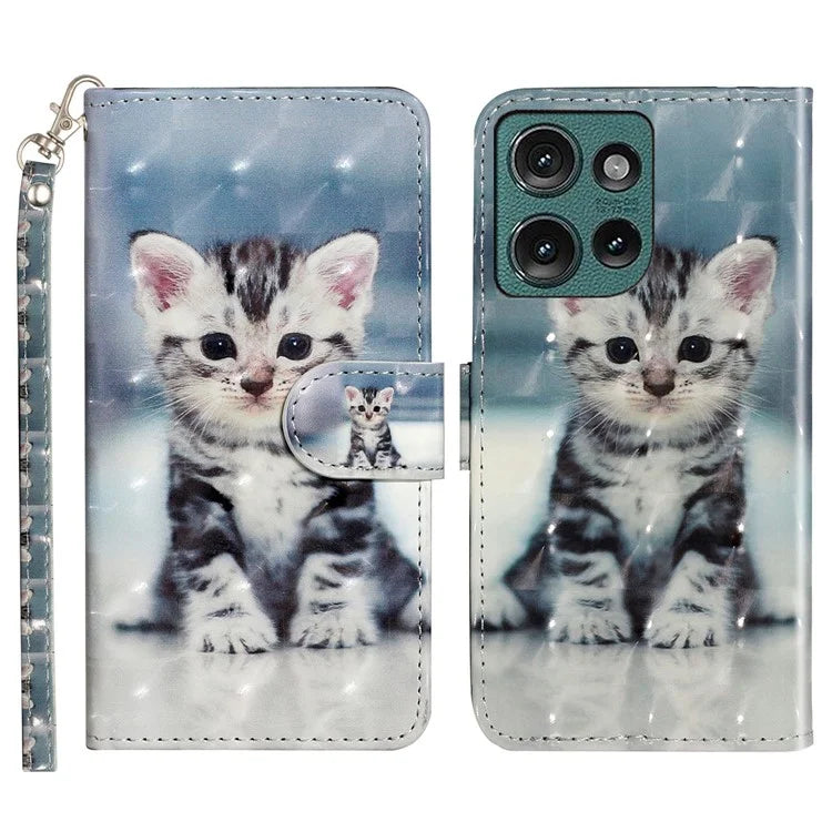 For Motorola Edge 50 5G Case 3D Pattern Printed Phone Leather Phone Cover